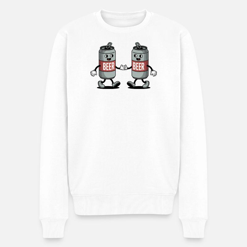 Bierdose Umarmung - Lustiges T-Shirt - Männer Premium Bio Pullover - Weiß
