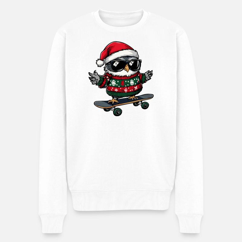 hibou Noël drôle - Pull Premium bio Homme - blanc