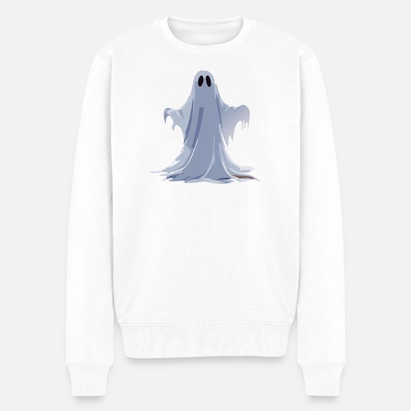 Fantôme effrayant d'Halloween - Pull Premium bio Homme - blanc
