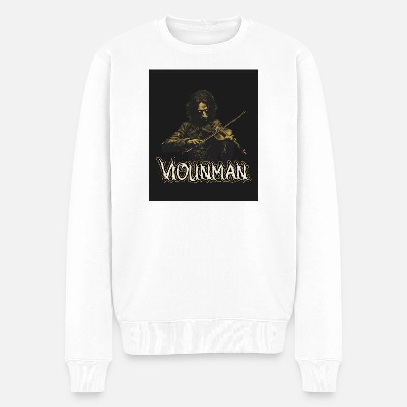 Violinman Dunkle Geigenkraft - Männer Premium Bio Pullover - Weiß