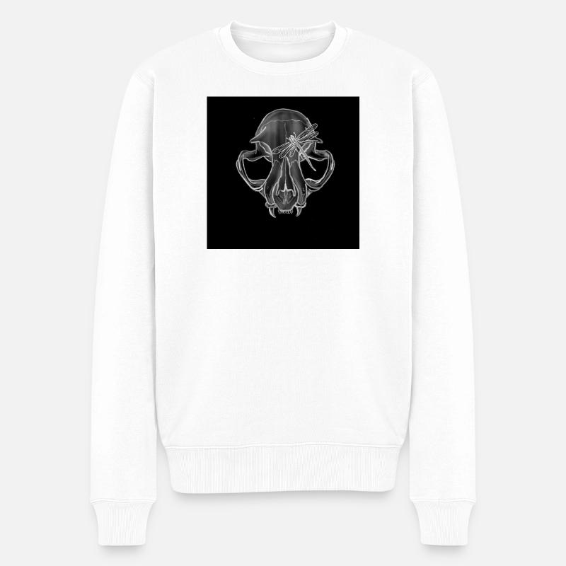 Boar Skull Libelle Linienkunst - Männer Premium Bio Pullover - Weiß