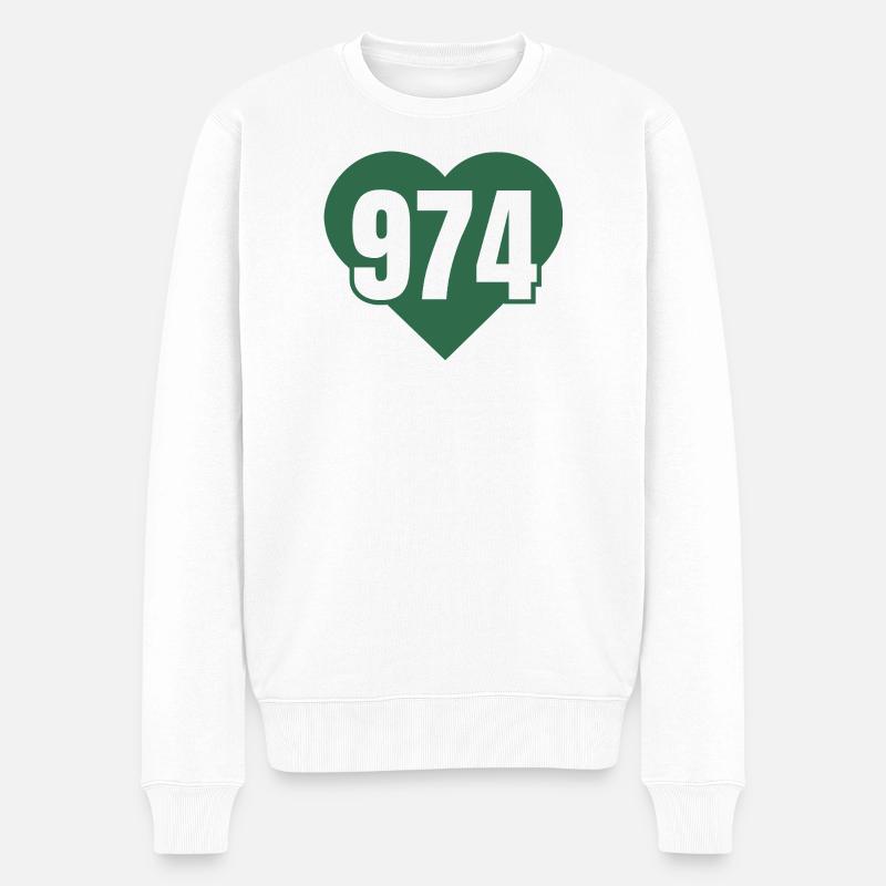 Herz 974 Code Grün - Männer Premium Bio Pullover - Weiß