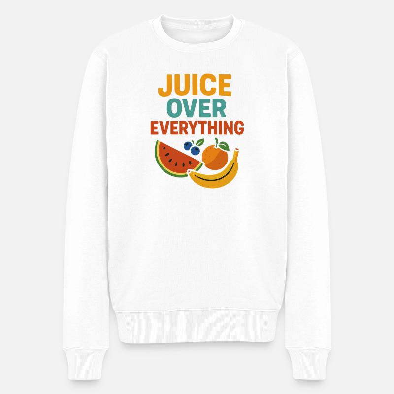 Juice Over Everything – Frucht Design - Männer Premium Bio Pullover - Weiß