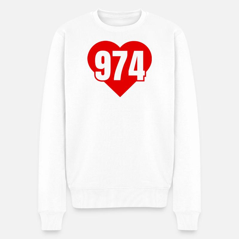 Rotes Herz 974 - Männer Premium Bio Pullover - Weiß