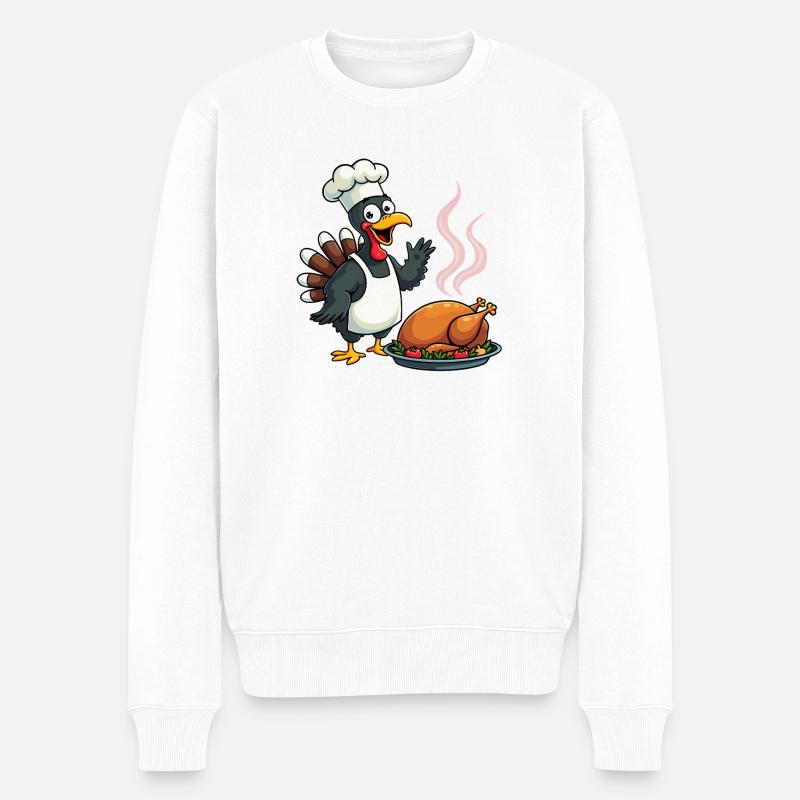 Cuisinier de dinde de Thanksgiving - Pull Premium bio Homme - blanc