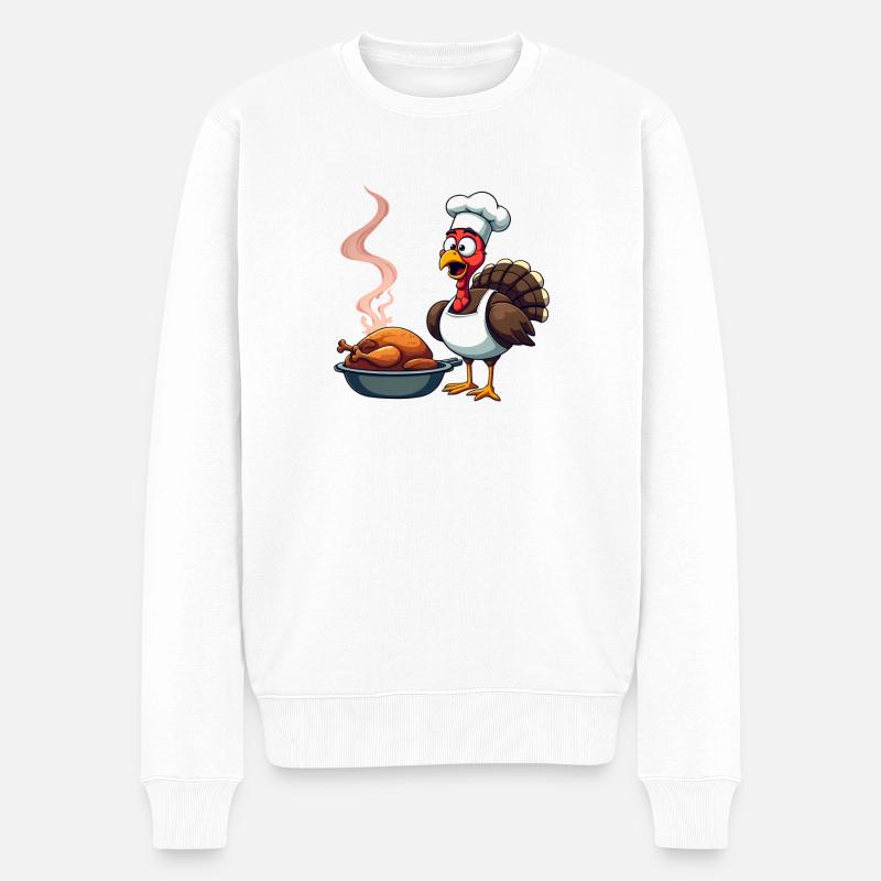 Cuisinier de dinde de Thanksgiving - Pull Premium bio Homme - blanc