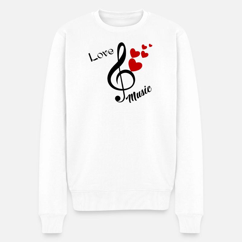 Ich liebe Musik. Musiknotiz - Männer Premium Bio Pullover - Weiß