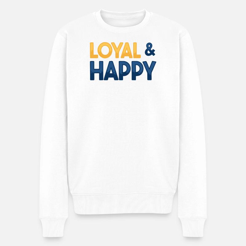 Loyal & glücklich - Männer Premium Bio Pullover - Weiß