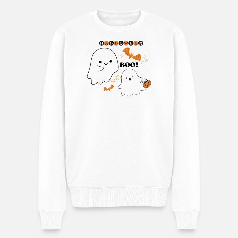 Scène d’Halloween de petits fantômes - Pull Premium bio Homme - blanc