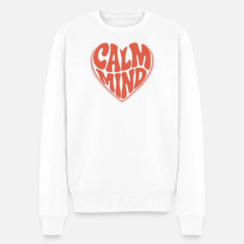 Calm Mind – Retro Herz Design - Männer Premium Bio Pullover - Weiß