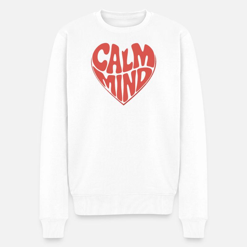 Calm Mind – Retro Herz Design - Männer Premium Bio Pullover - Weiß