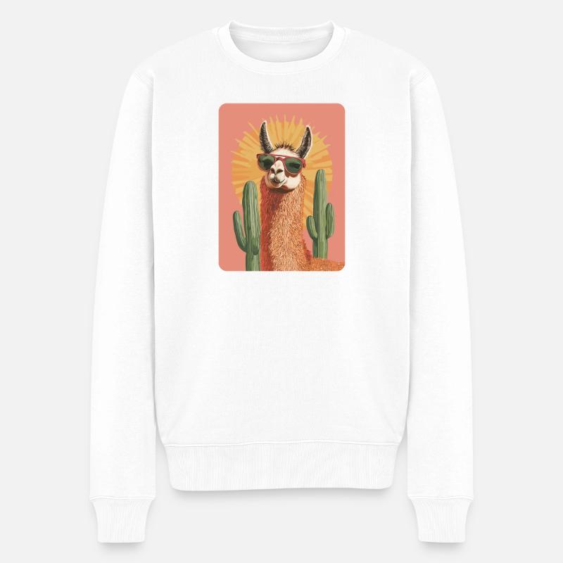 Lama - Männer Premium Bio Pullover - Weiß