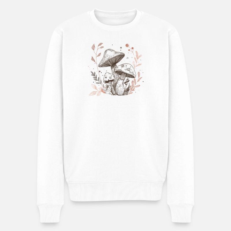 Pilz, Pilzsammler, Pflücken - Männer Premium Bio Pullover - Weiß