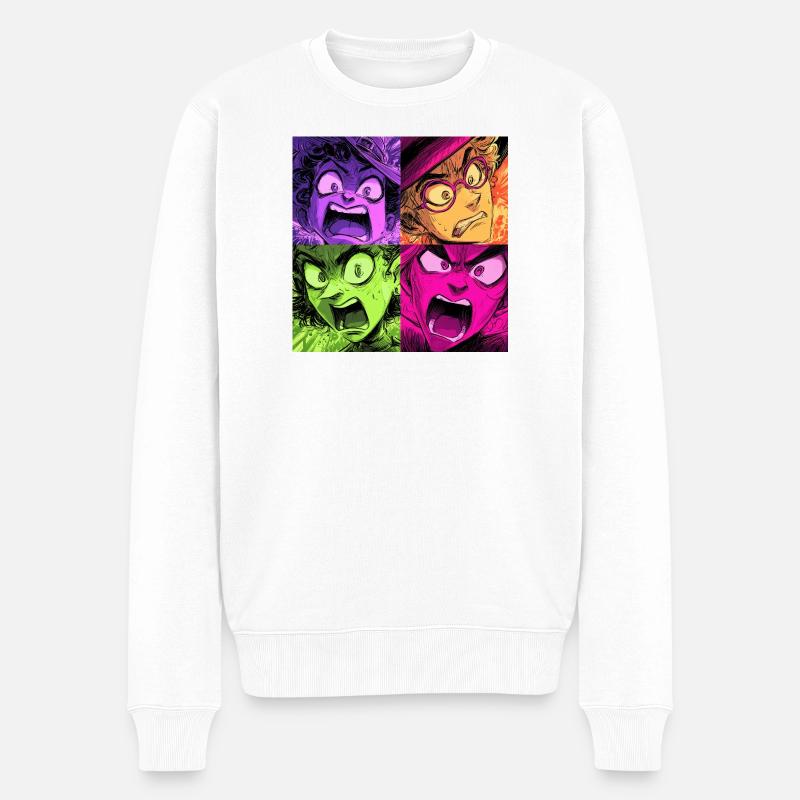 Farbenexplosion Schreie Collage Hexen - Männer Premium Bio Pullover - Weiß