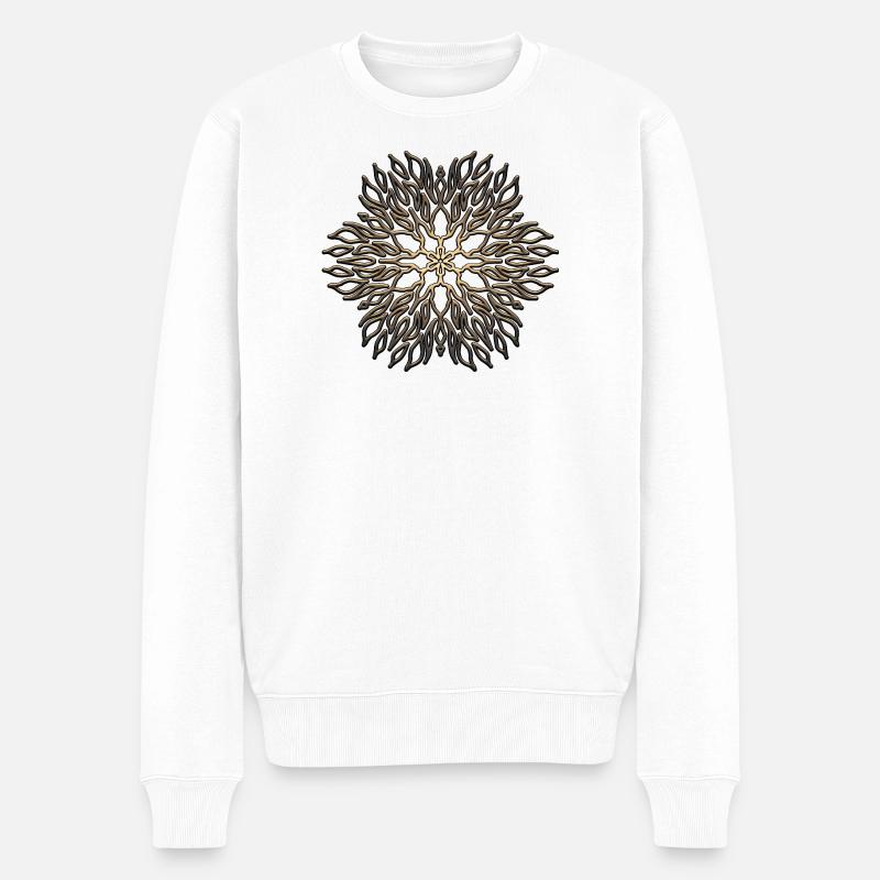 Mandala - Männer Premium Bio Pullover - Weiß
