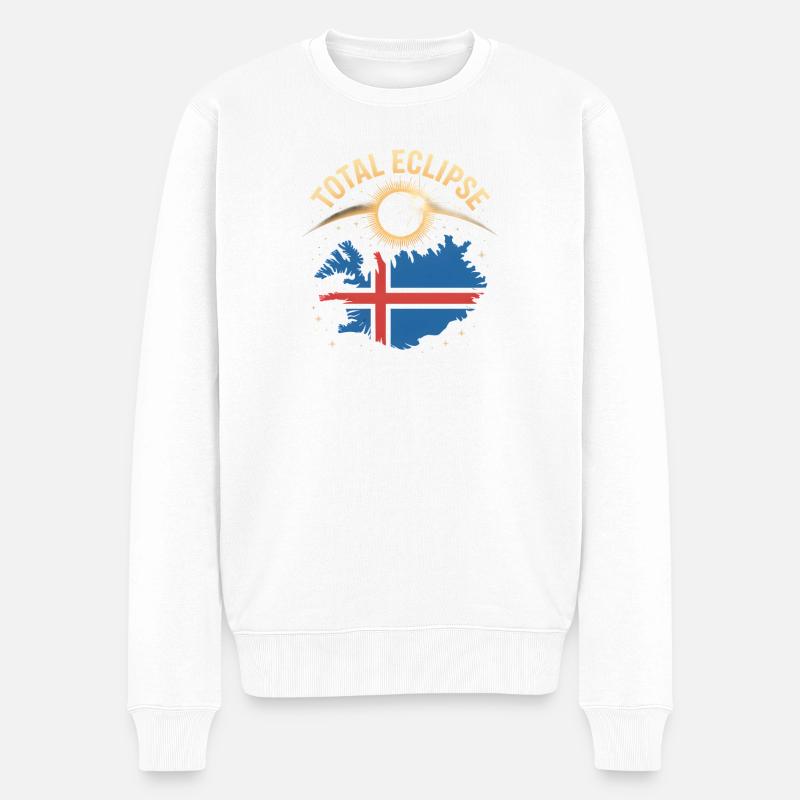 Éclipse solaire totale Islande 2026 - Pull Premium bio Homme - blanc