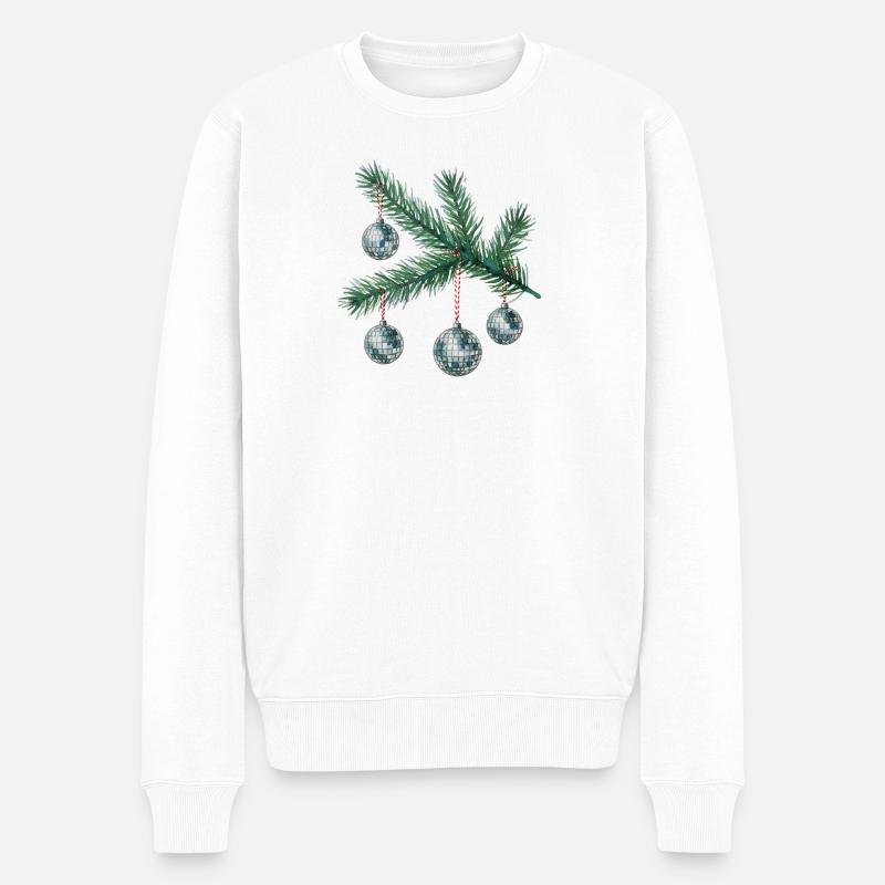 DiscoKugeln am Tannenbaum - Männer Premium Bio Pullover - Weiß