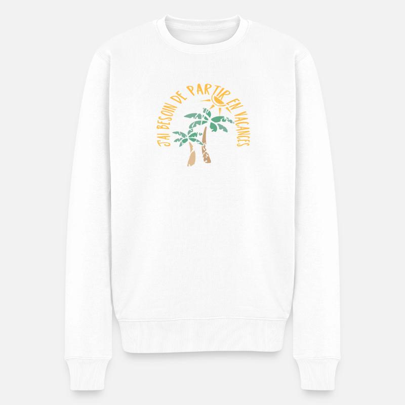 Palmes et Soleil Vacances - Pull Premium bio Homme - blanc