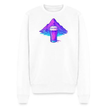 Neon Bierglas vor Berglandschaft - Männer Premium Bio Pullover - Weiß - Vorne - Thijin (182cm)