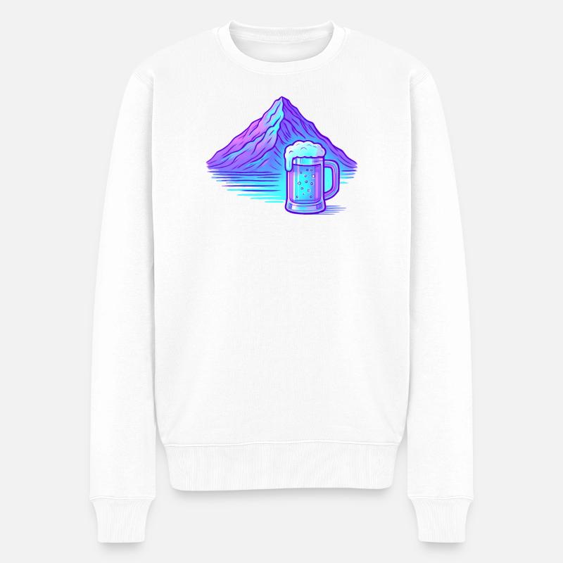 Bière Bergneon Gloss Blue - Pull Premium bio Homme - blanc