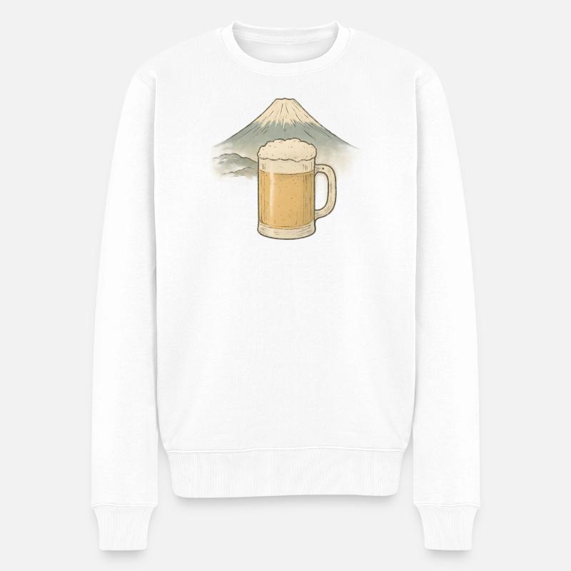 Bier am Berggipfel - Männer Premium Bio Pullover - Weiß