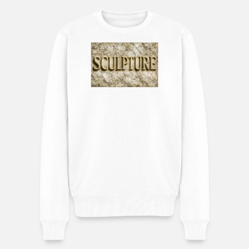 Lettres sculptées en pierre - Pull Premium bio Homme - blanc