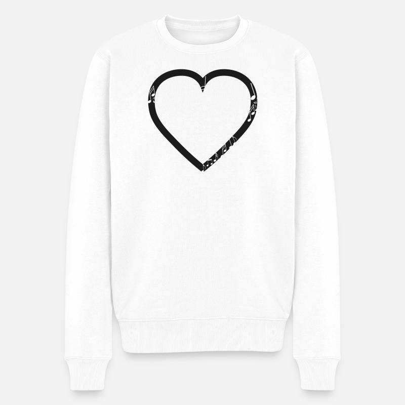 Musikalisches Herz - Männer Premium Bio Pullover - Weiß