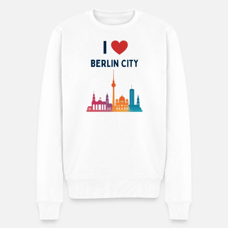 J’aime Berlin Skyline Silhouette City - Pull Premium bio Homme - blanc