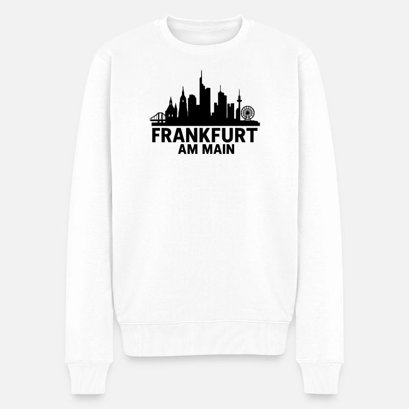 Frankfurt am Main Silhouette - Männer Premium Bio Pullover - Weiß