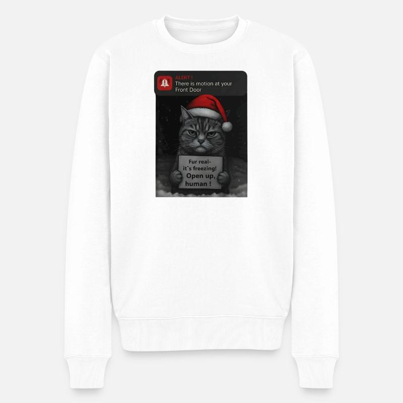 Chat Noël avec des chats drôles - Pull Premium bio Homme - blanc