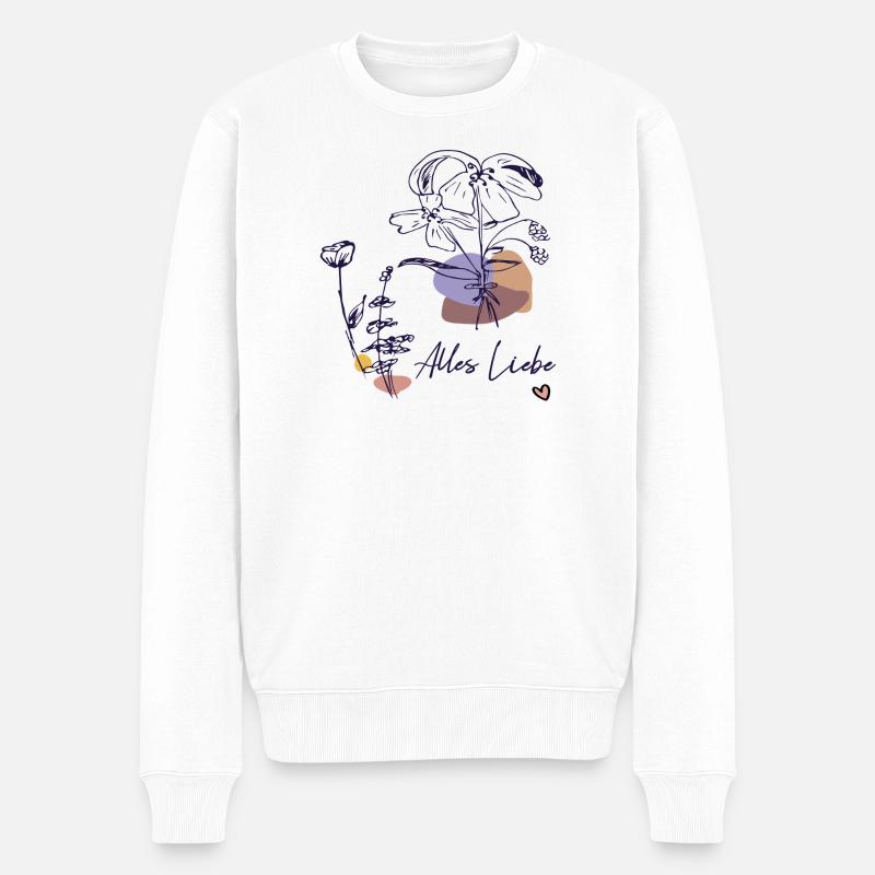 Alles Liebe mit Blumenstrauß - Männer Premium Bio Pullover - Weiß
