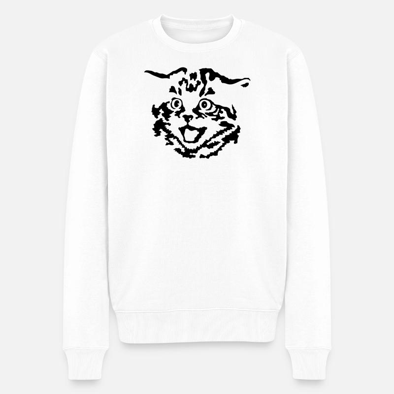 Kätzchen - Männer Premium Bio Pullover - Weiß