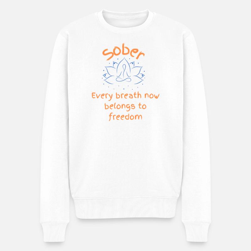 Nüchterner Atem Freiheit - Männer Premium Bio Pullover - Weiß