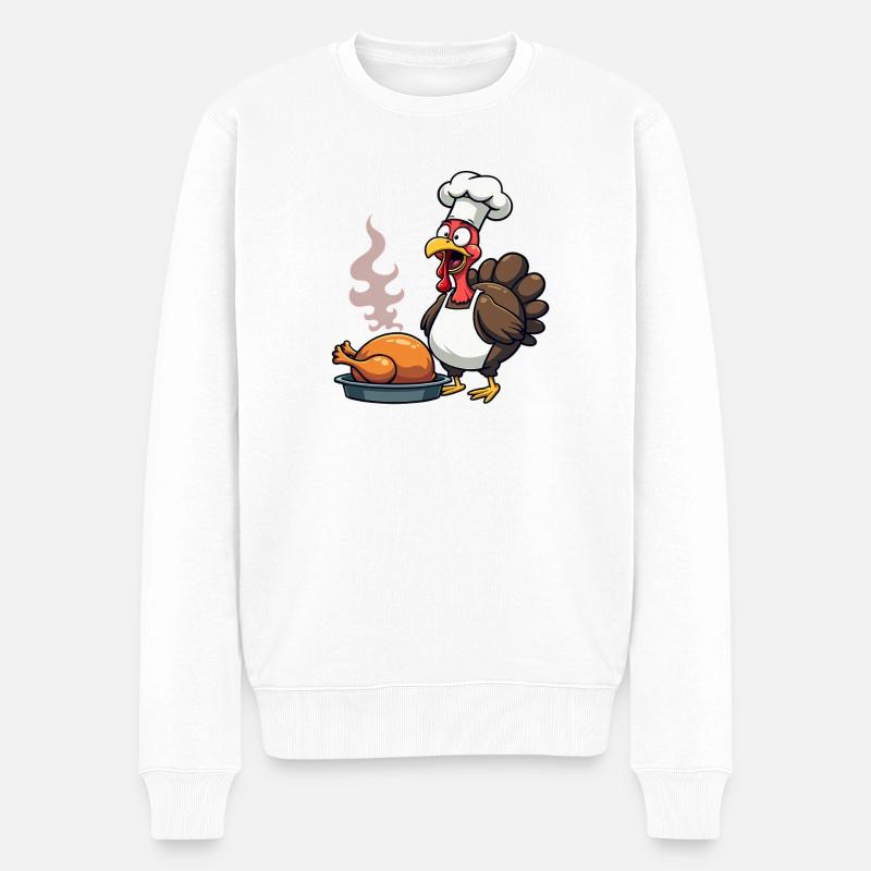 Cuisinier de dinde de Thanksgiving - Pull Premium bio Homme - blanc