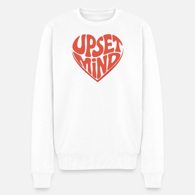 Upset Mind – Retro Herz Design - Männer Premium Bio Pullover - Weiß