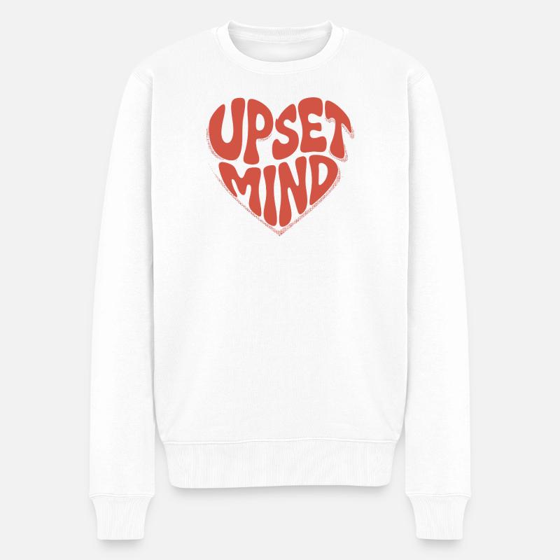 Upset Mind – Retro Herz Design - Pull Premium bio Homme - blanc