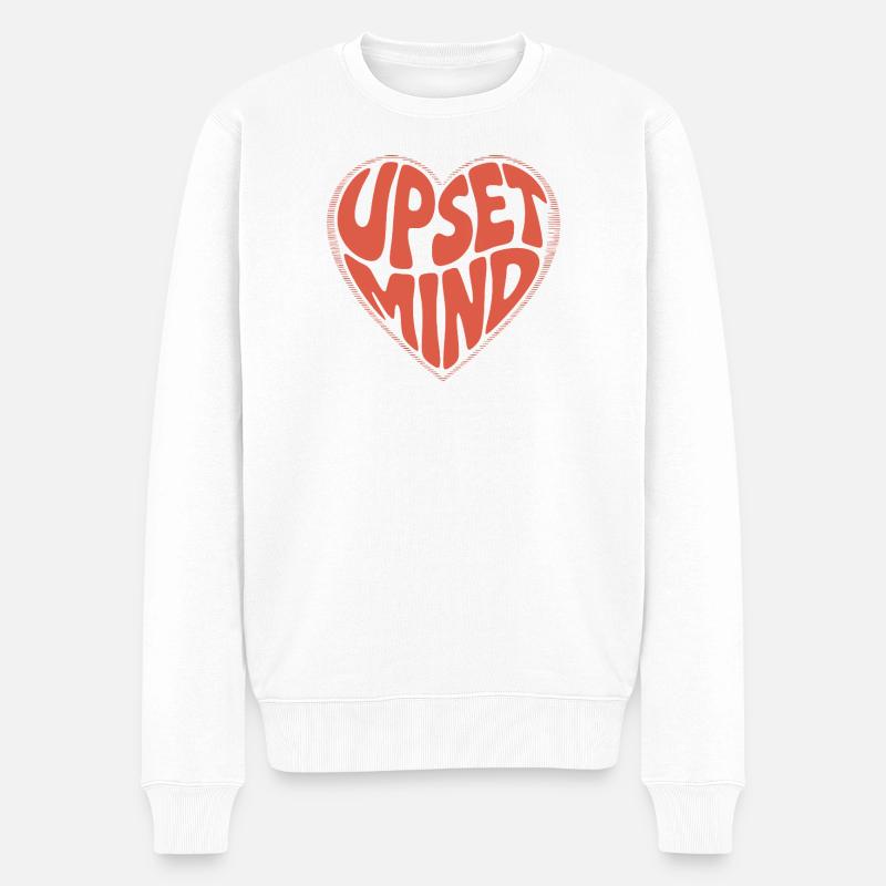 Upset Mind – Retro Herz Design - Pull Premium bio Homme - blanc