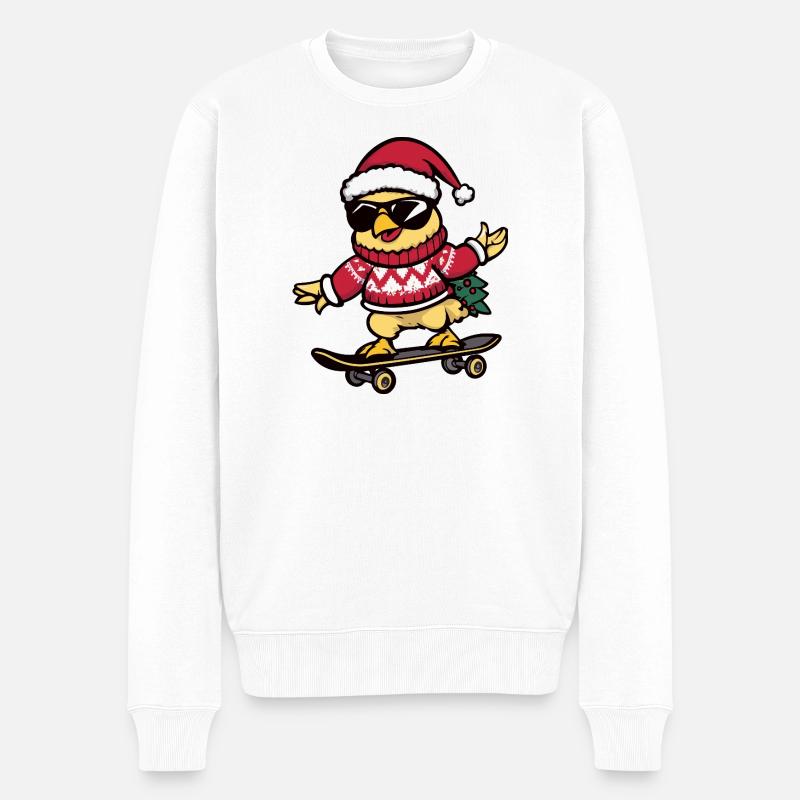 Poulet Noël drôle - Pull Premium bio Homme - blanc