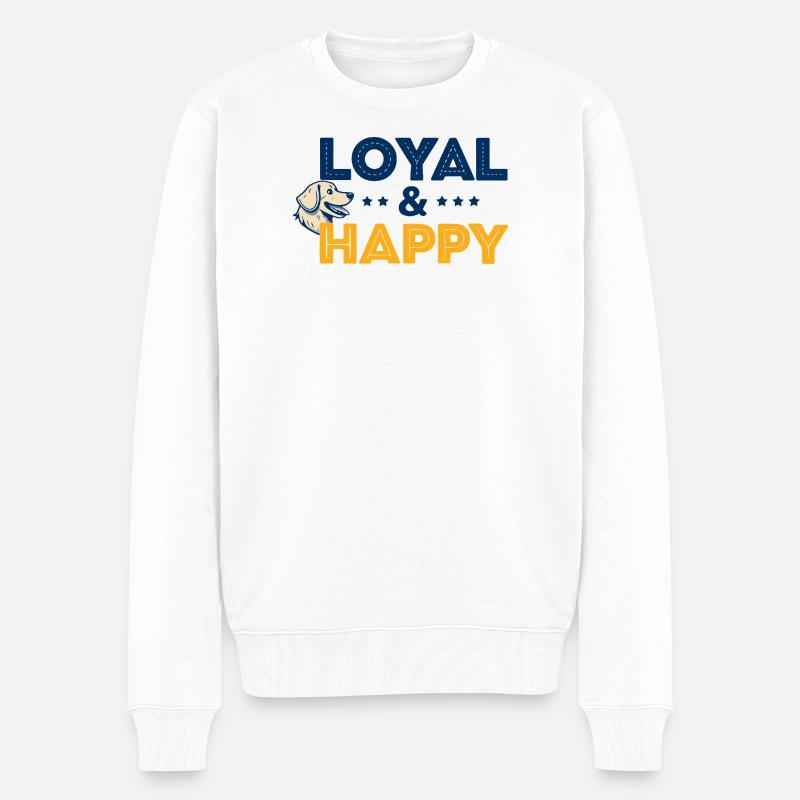 Loyal & Happy Dog Logo - Männer Premium Bio Pullover - Weiß
