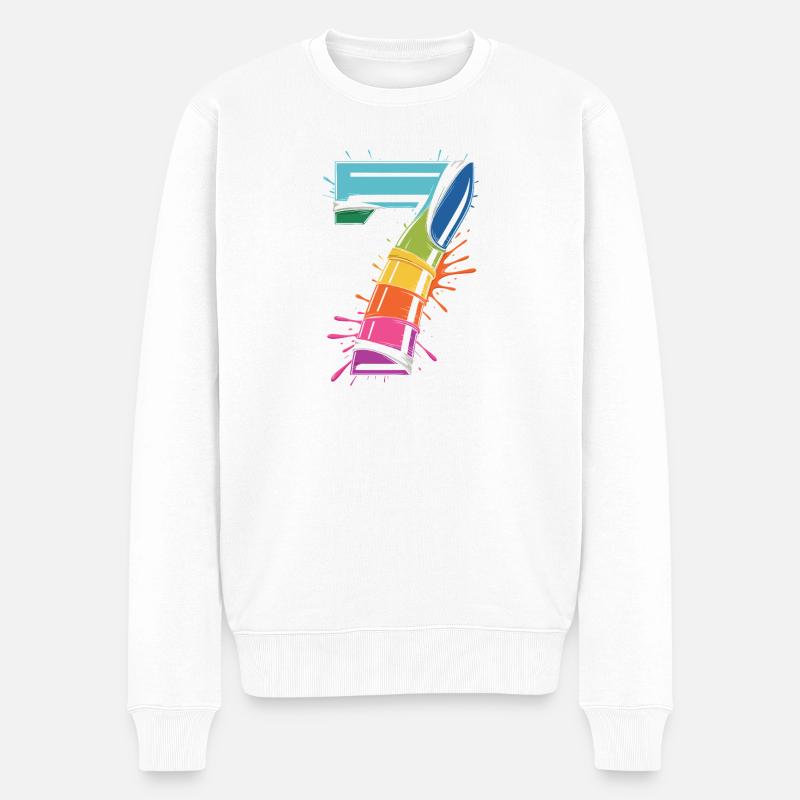 Rainbow7 Splash Design - Pull Premium bio Homme - blanc