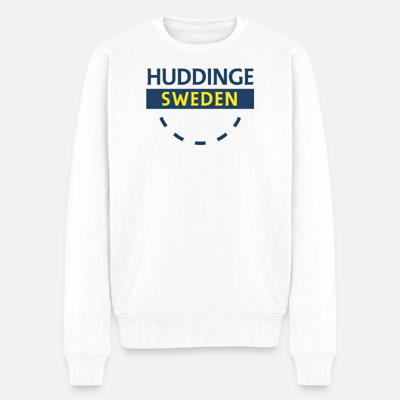 Huddinge Schweden Rundschild - Männer Premium Bio Pullover - Weiß