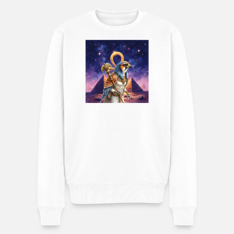 Pharao Krieger Vogel - Männer Premium Bio Pullover - Weiß