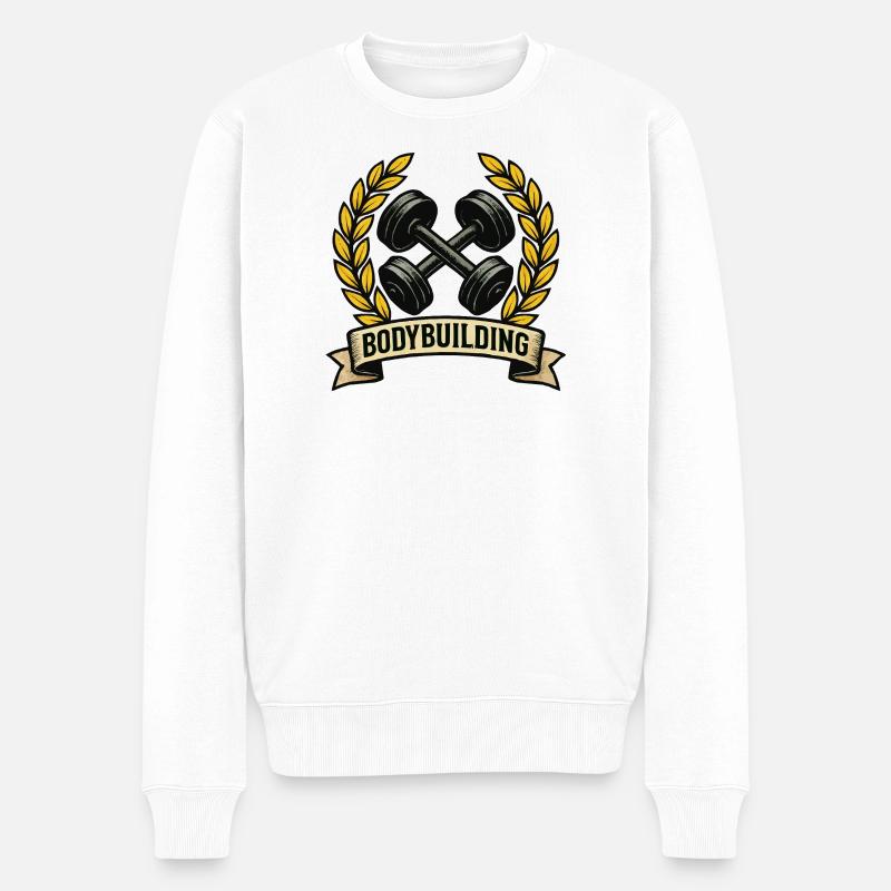 Musculation avec haltères de laurier - Pull Premium bio Homme - blanc