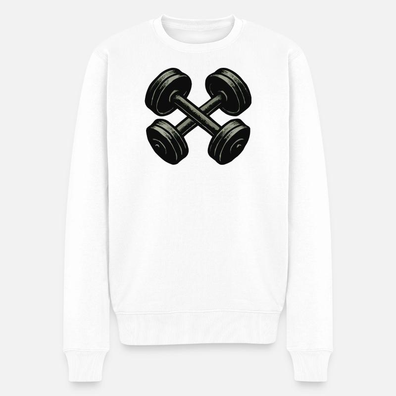 Motif de puissance d’haltères croisés - Pull Premium bio Homme - blanc