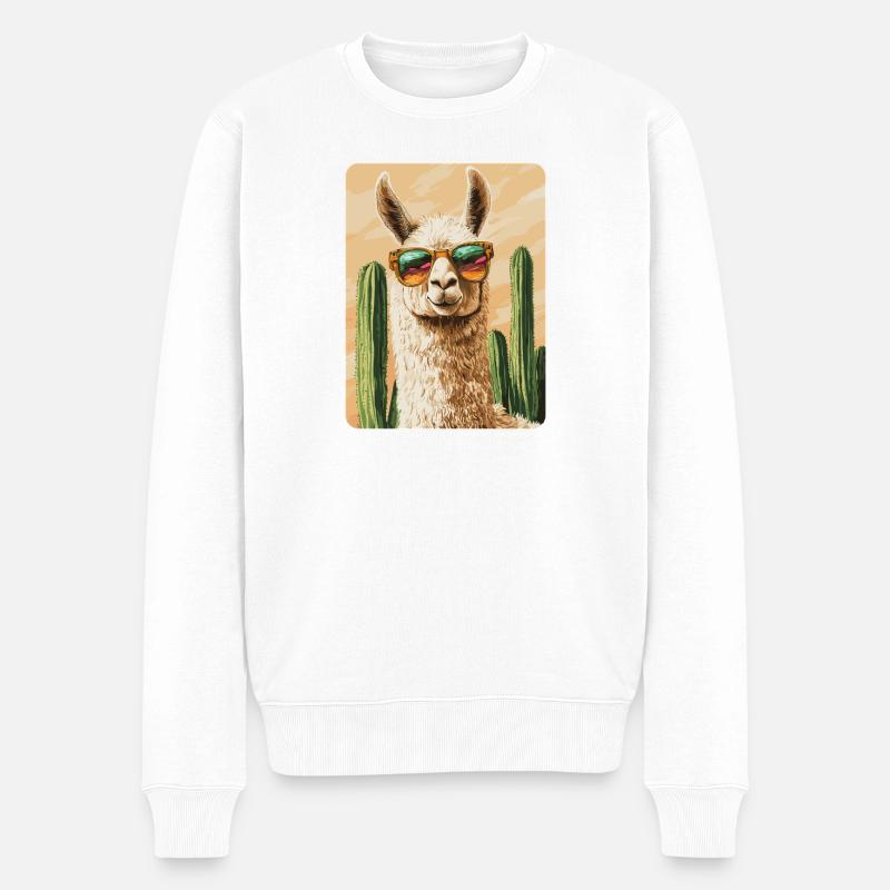 Lama - Männer Premium Bio Pullover - Weiß