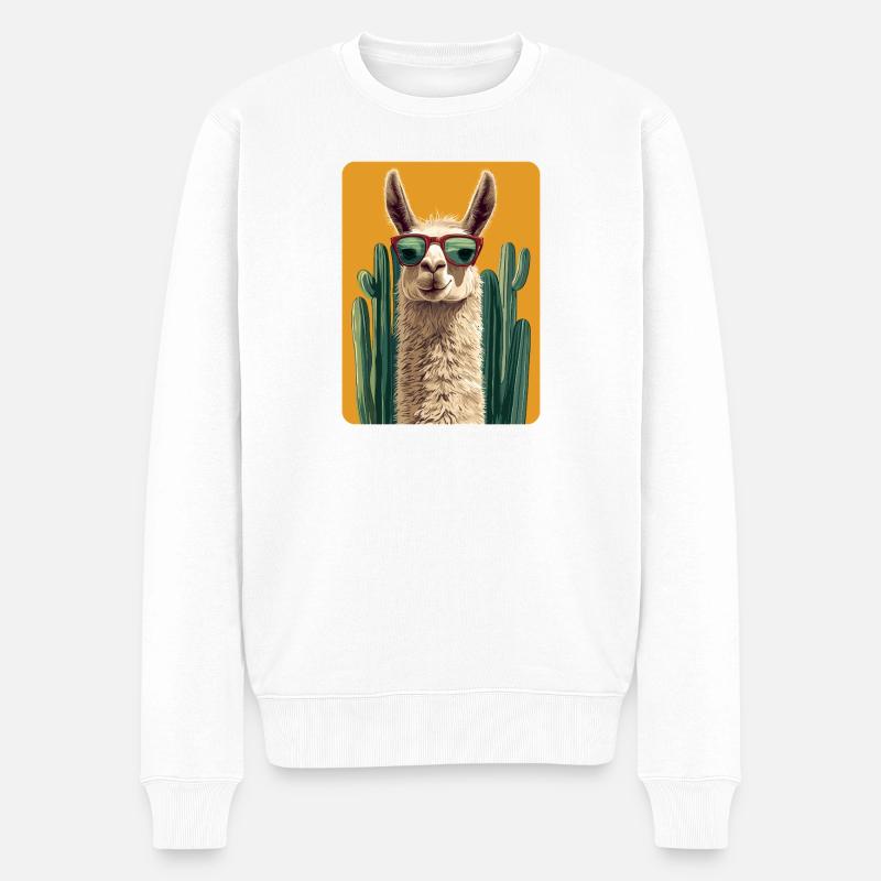 Lama - Männer Premium Bio Pullover - Weiß