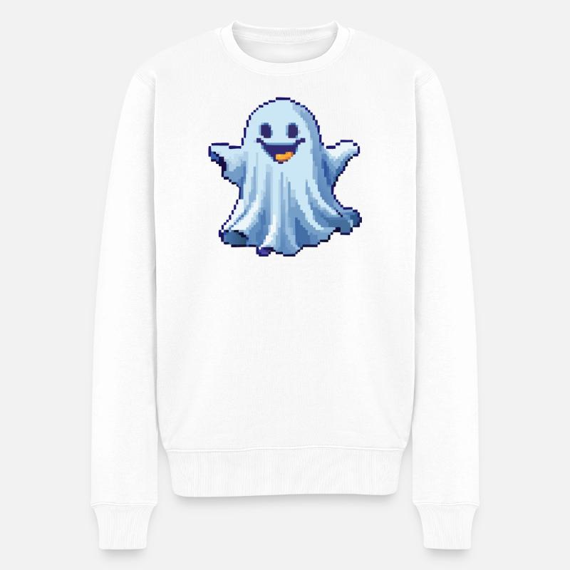 Pixel Ghost: Pixelated Friendly Spirit - Pull Premium bio Homme - blanc