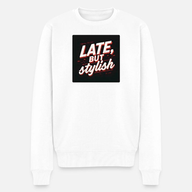 Spätes, aber stilvolles Retro-Skript - Männer Premium Bio Pullover - Weiß