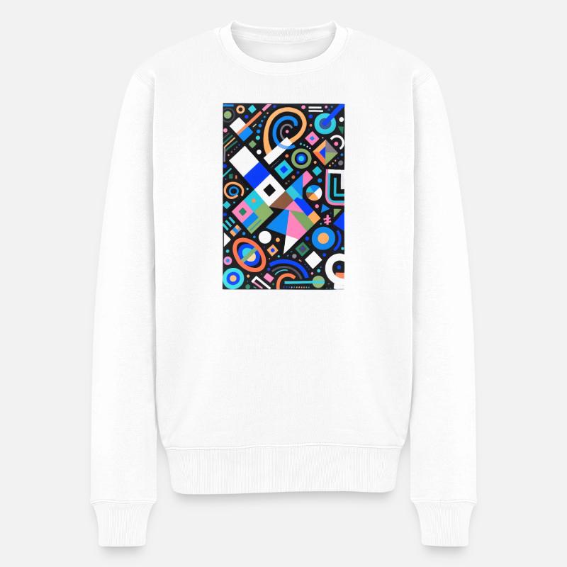 Neon Geometrie Farbmix auf Schwarz - Männer Premium Bio Pullover - Weiß