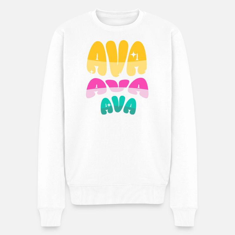 AVA  - Männer Premium Bio Pullover - Weiß